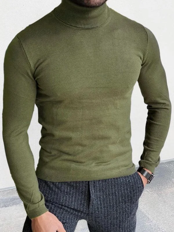 Limited-time promo – up to 70% off on men's essentials.  Slim Fit Knit Pullover Men Turtleneck Sweater
