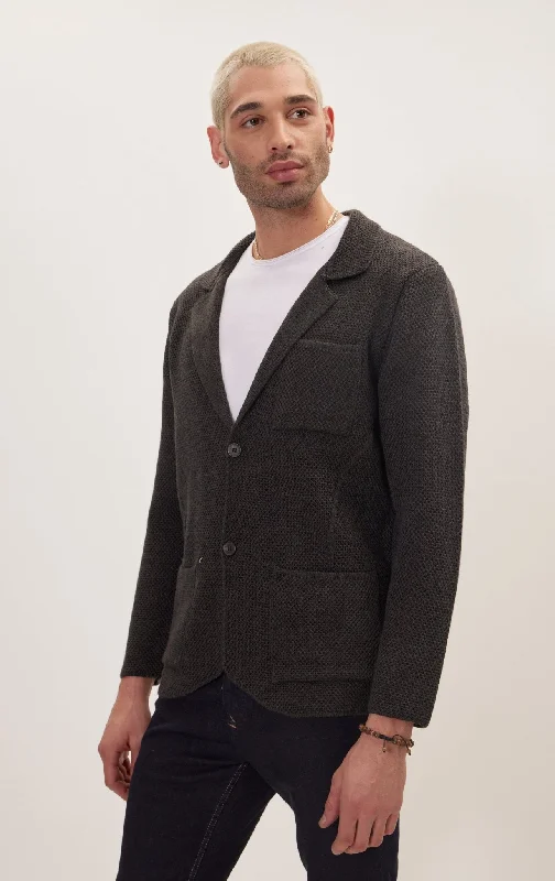 Clearance sale – shop men's clothing at discounted prices! Knitted Notch Laper Fitted Blazer - Anthracite Clearance sale – shop men's clothing at discounted prices! Knitted Notch Laper Fitted Blazer - Anthracite