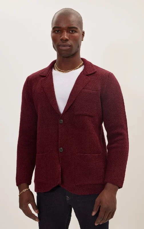 New season, new deals – shop men's clothing now! Knitted Notch Laper Fitted Blazer - Burgundy New season, new deals – shop men's clothing now! Knitted Notch Laper Fitted Blazer - Burgundy