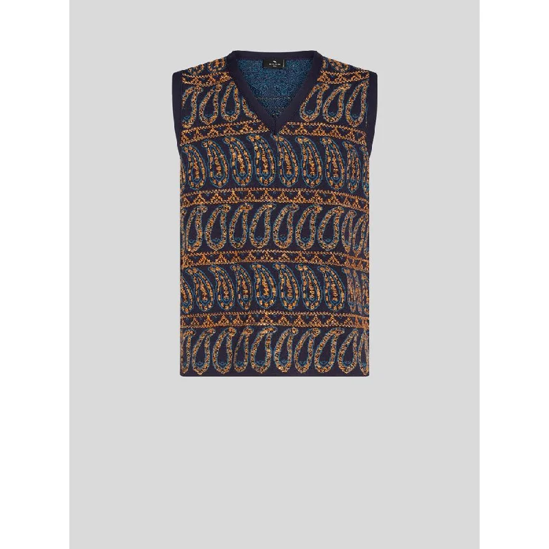 New season, new deals – shop men's clothing now! KNITTED GILET WITH PAISLEY DESIGNS New season, new deals – shop men's clothing now! KNITTED GILET WITH PAISLEY DESIGNS