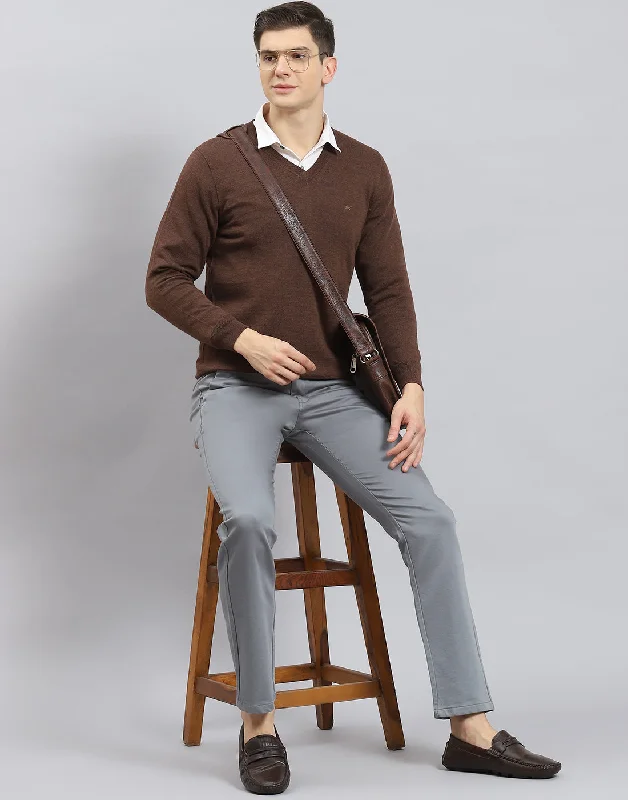 Shop trendy clothing for every season – Special promotion today. Men Brown Solid V Neck Full Sleeve Sweater Shop trendy clothing for every season – Special promotion today. Men Brown Solid V Neck Full Sleeve Sweater