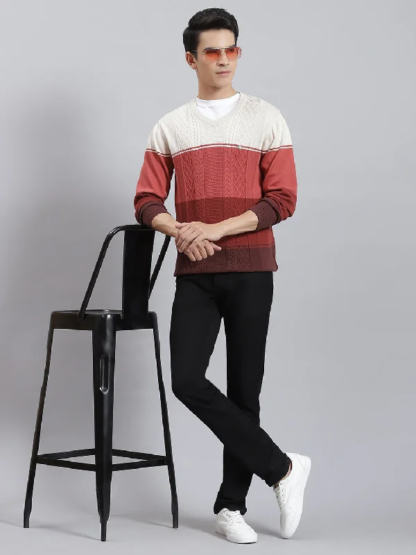 Take advantage of our men’s fashion sale – it’s your time to save! Men Rust Stripe V Neck Full Sleeve Sweaters/Pullovers Take advantage of our men’s fashion sale – it’s your time to save! Men Rust Stripe V Neck Full Sleeve Sweaters/Pullovers
