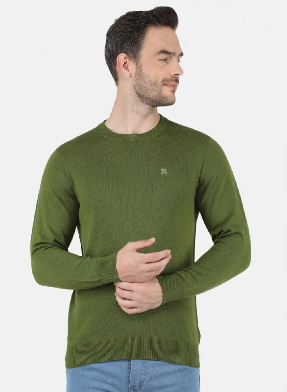 Save big on men’s casual wear – today only!  Men Olive Solid Pullover