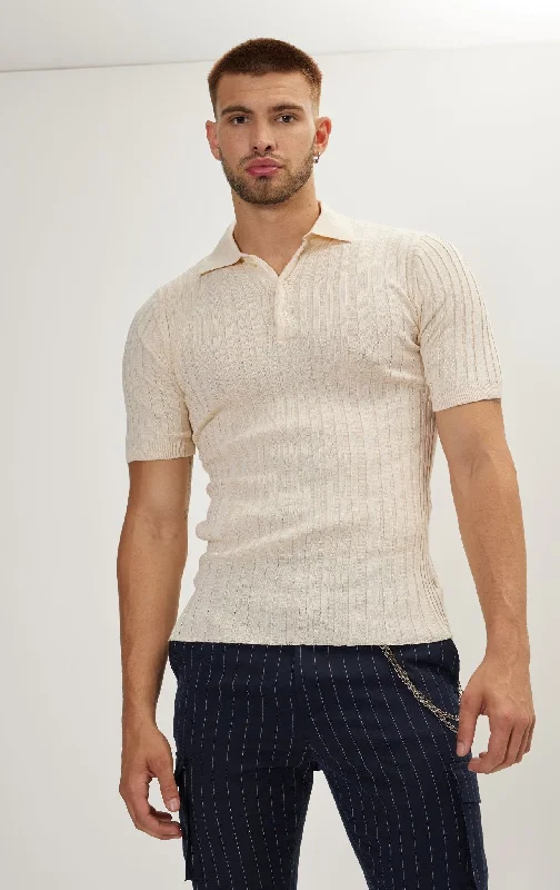 Save up to 60% on new arrivals in clothing – Shop now! Ribbed Short Sleeve Polo Neck T-Shirt - Beige Save up to 60% on new arrivals in clothing – Shop now! Ribbed Short Sleeve Polo Neck T-Shirt - Beige