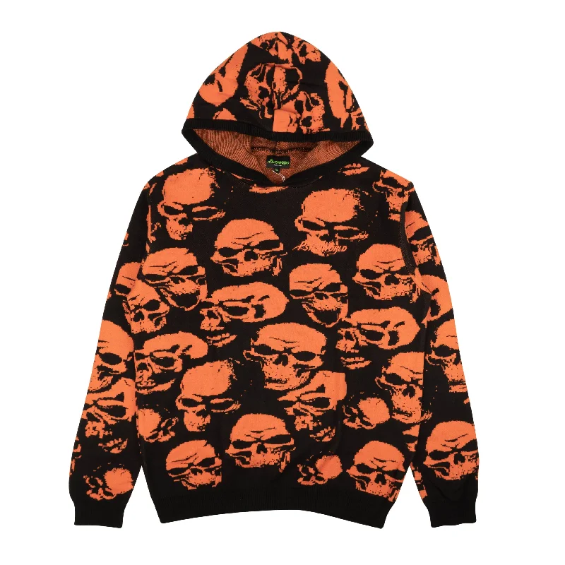 Exclusive discounts on all types of clothing – Shop now!  Psychworld Knit Skull Hoodie - Orange