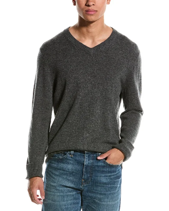 Shop stylish and affordable clothes –   Qi Cashmere Solid Cashmere V-Neck Sweater