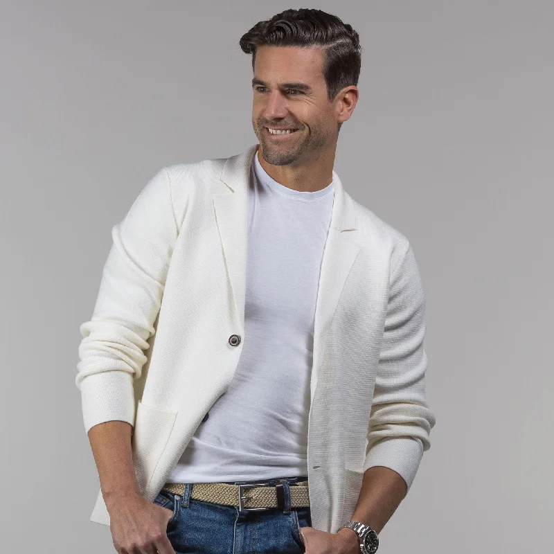 Upgrade your wardrobe with stylish men's apparel – now on sale! The Milano Deconstructed Knit Swazer - Off White Merino Blend Sweater Blazer Upgrade your wardrobe with stylish men's apparel – now on sale! The Milano Deconstructed Knit Swazer - Off White Merino Blend Sweater Blazer