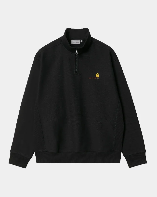 Get the latest styles in clothing – Shop now for unbeatable deals. Half Zip American Script Sweatshirt | Black Get the latest styles in clothing – Shop now for unbeatable deals. Half Zip American Script Sweatshirt | Black