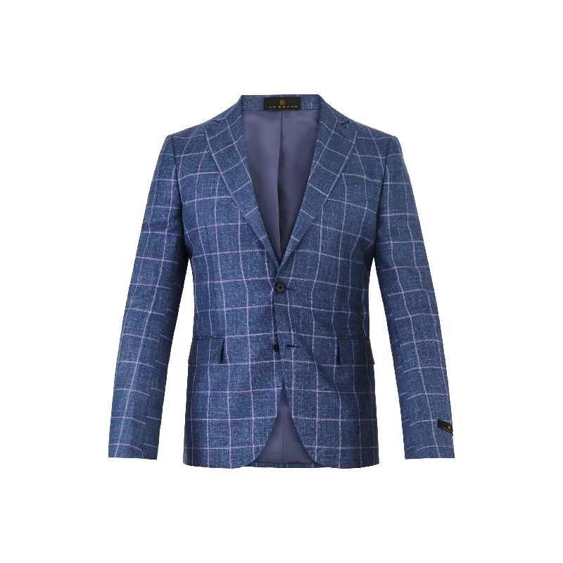 Shop affordable clothing for all occasions –  Blue Grey Sport Coat with Lilac Windowpane