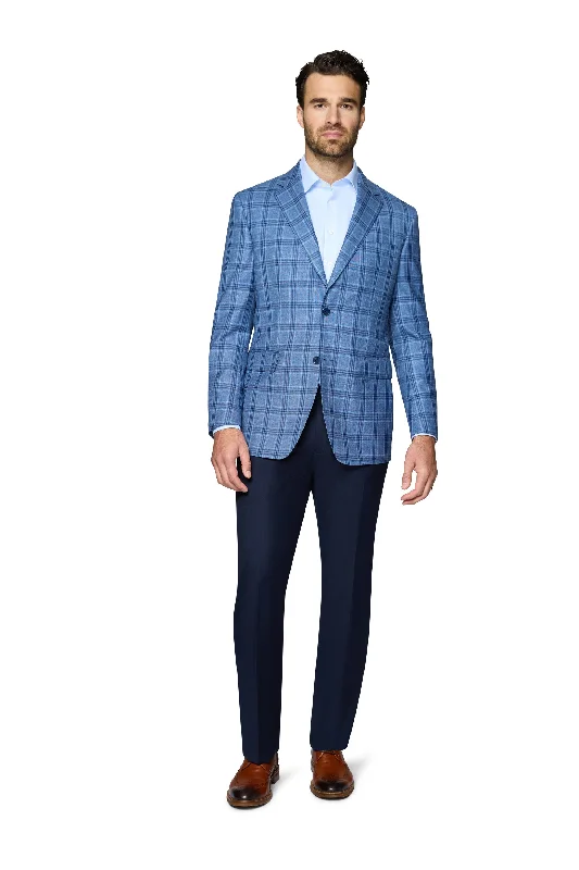 Shop seasonal clothing deals – Big savings on fashion essentials.  Berragamo Wool Sport Coat Modern Fit - Light Blue Plaid