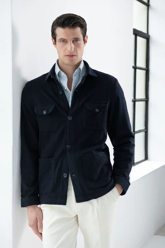 Flash sale: Save big on men's clothing this weekend!  Blue Safari Jacket flannel Super 180s – Made in Italy
