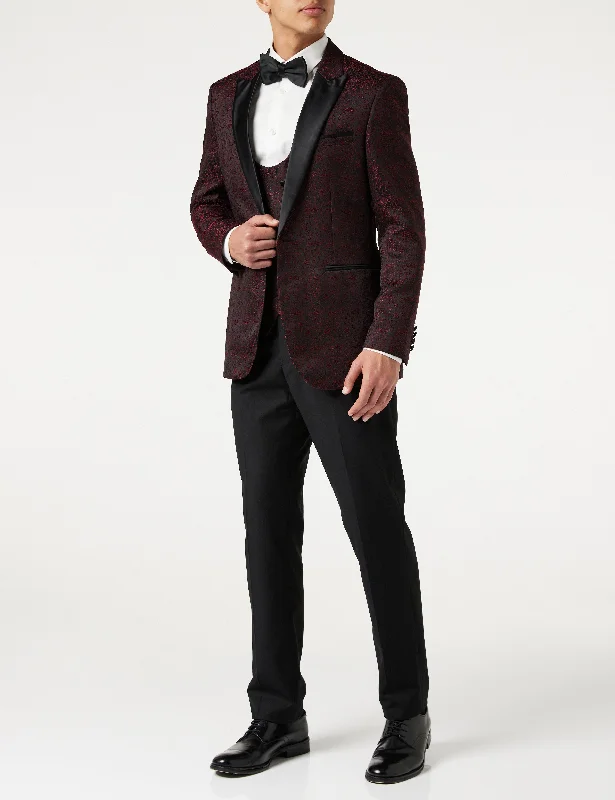 Fresh clothing styles are here – Shop now for exclusive discounts! BRIAN - Floral Jacquard Print Red Tuxedo Jacket With Waistcoat Fresh clothing styles are here – Shop now for exclusive discounts! BRIAN - Floral Jacquard Print Red Tuxedo Jacket With Waistcoat