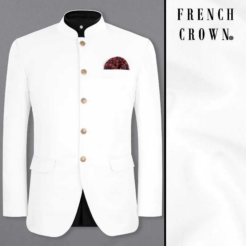  – Shop stylish items today!  BRIGHT WHITE Subtle Sheen BANDHGALA/MANDARIN BLAZER