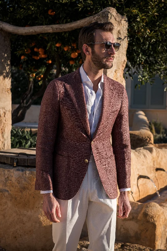 Exclusive offers on men’s wardrobe essentials – save more now!  Burgundy linen and wool jacket - Made in Italy