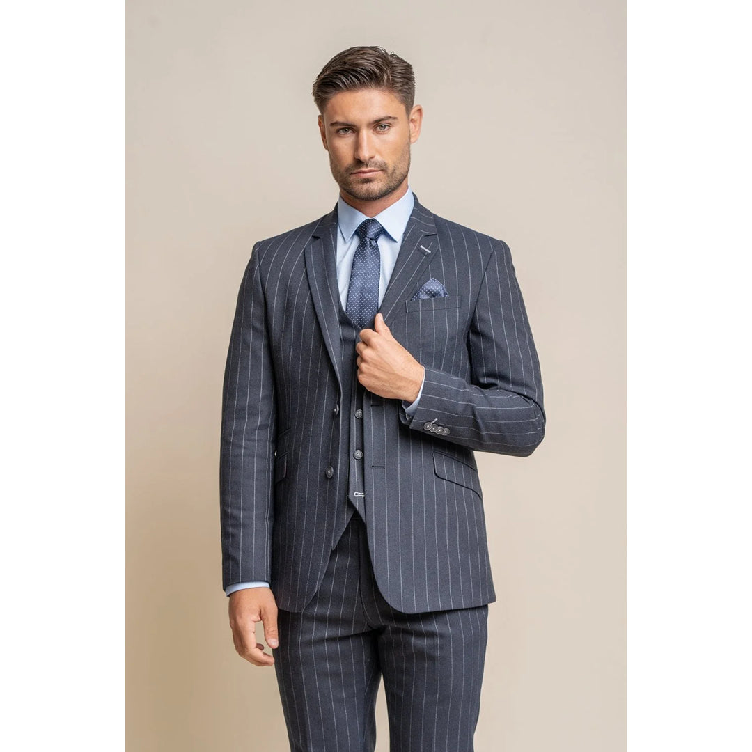 Shop affordable clothing – Limited-time only! Invincible - Men's Navy Blue Pinstripe Blazer Shop affordable clothing – Limited-time only! Invincible - Men's Navy Blue Pinstripe Blazer