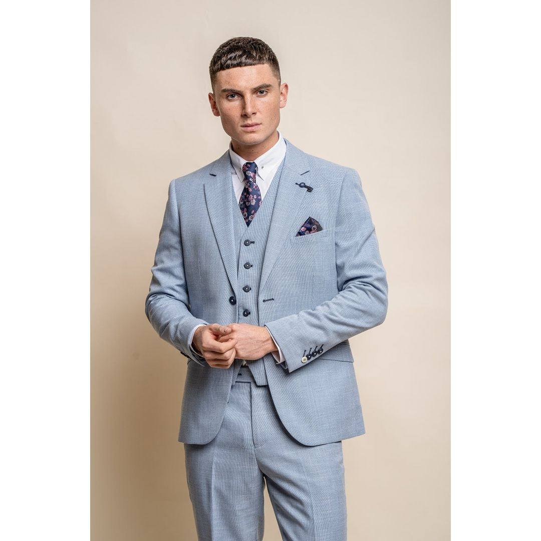 Shop men’s fashion at discount prices and save up to 70%! Miami - Men's Summer Light Blue Blazer Shop men’s fashion at discount prices and save up to 70%! Miami - Men's Summer Light Blue Blazer