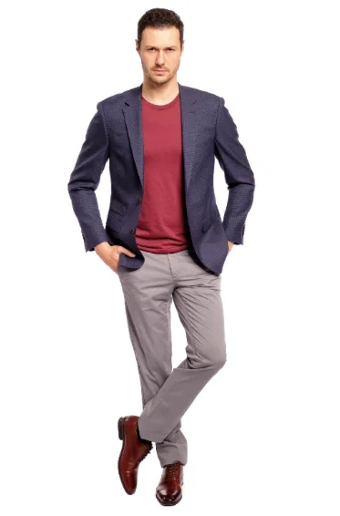 Limited-time sale: Save on all your favorite clothing items.  Slim Fit Blue Brown Microbox Sport Jacket GB-SJ-F2