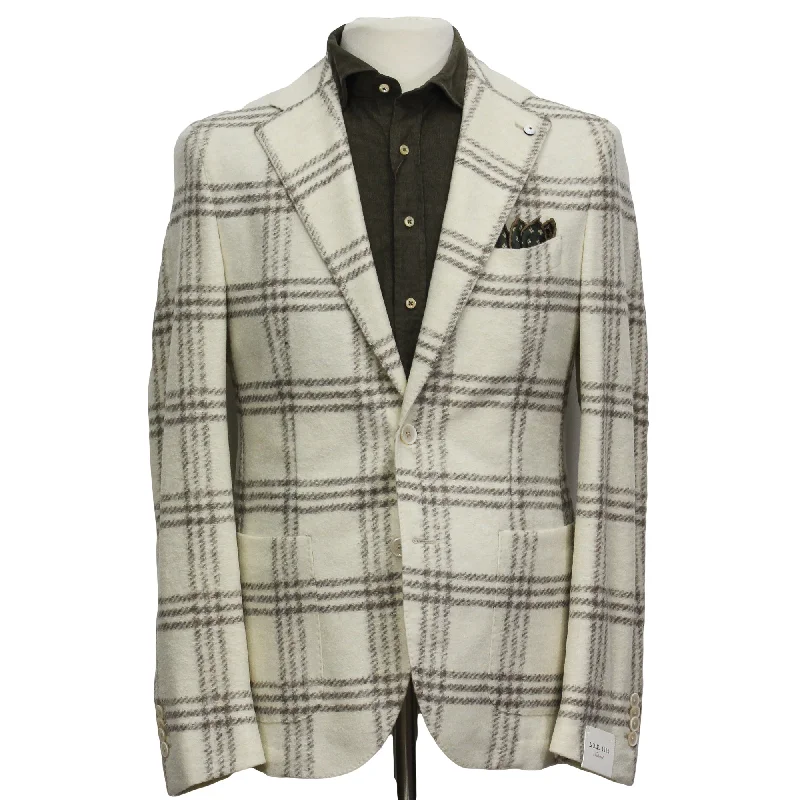 Flash deals on men’s clothing – Grab yours today! Cream Check Wool-Blend Unconstructed Contemporary Sport Jacket - L.B.M. 1911 Flash deals on men’s clothing – Grab yours today! Cream Check Wool-Blend Unconstructed Contemporary Sport Jacket - L.B.M. 1911