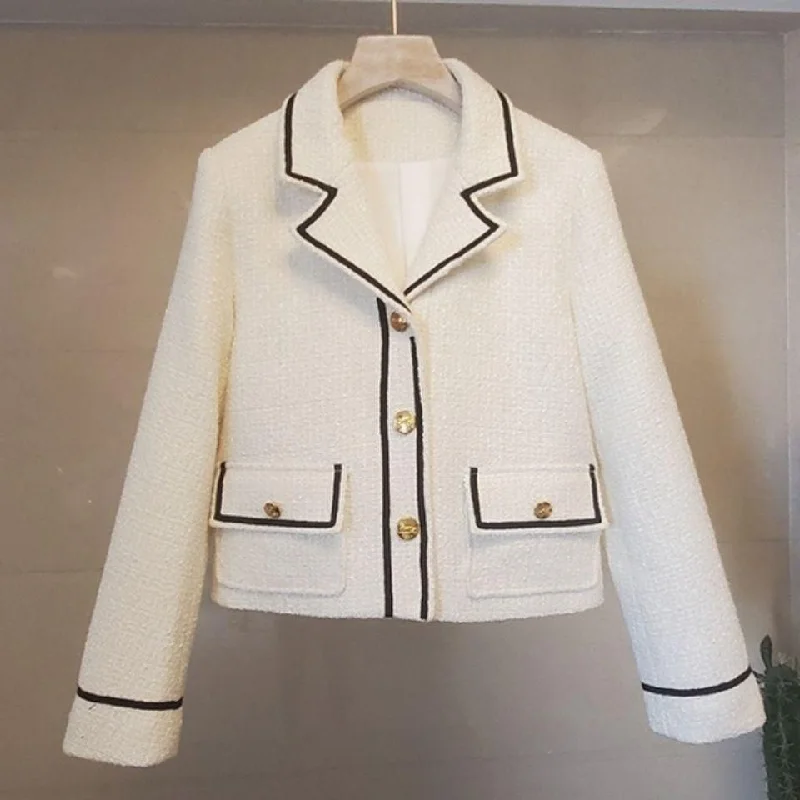 Save up to 70%  clothing – Shop now for the best deals.  Flap Pocket Button Short Tweed Jacket Women