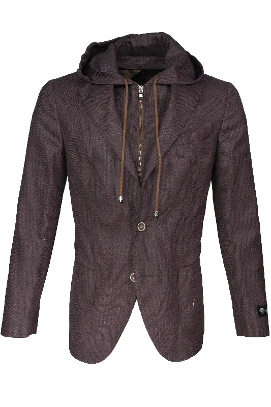 Shop exclusive offers on men’sapparel   Alberto Zimni Signature Hybrid Hooded Sport Coat Burgundy
