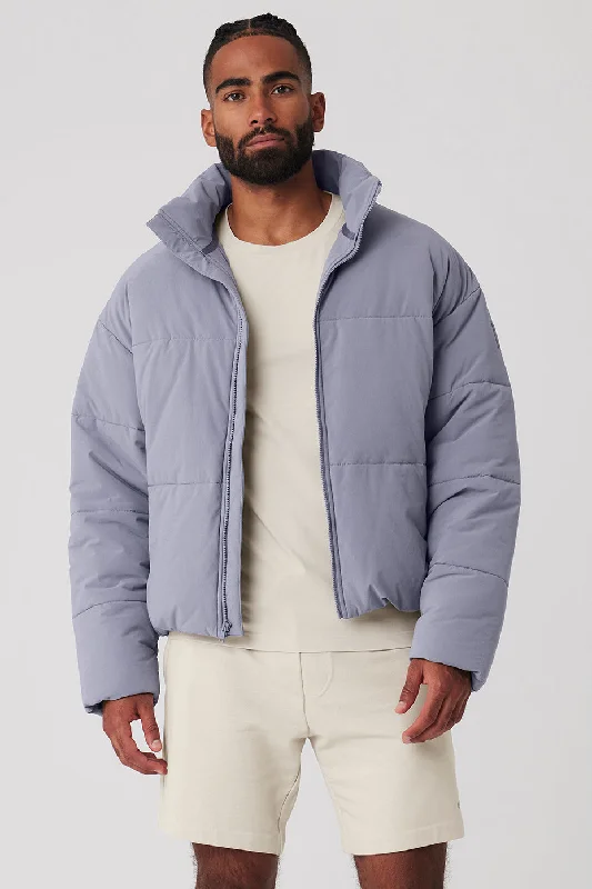 Look sharp without breaking the bank – men’s clothing sale now!  Stretch Woven Street Puffer - Fog