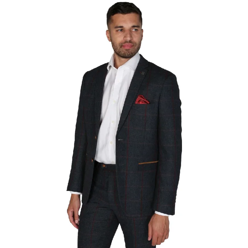 Upgrade your wardrobe with stylish clothing at discounted prices.  Madrid - Men's Tweed Blue Blazer Wedding Formal