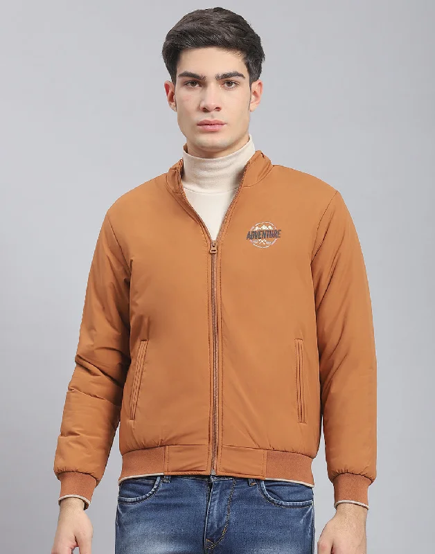 Shop the essentials – men’s wardrobe must-haves on sale.  Men Brown Solid Stand Collar Full Sleeve Jacket