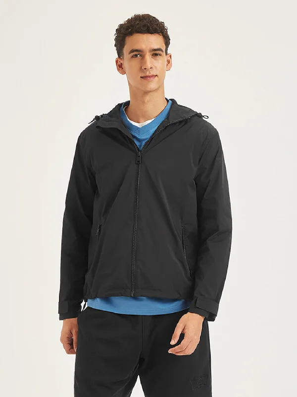 Shop the latest men's clothing trends at a fraction of the price.  Men's Solid Black Hooded Jacket