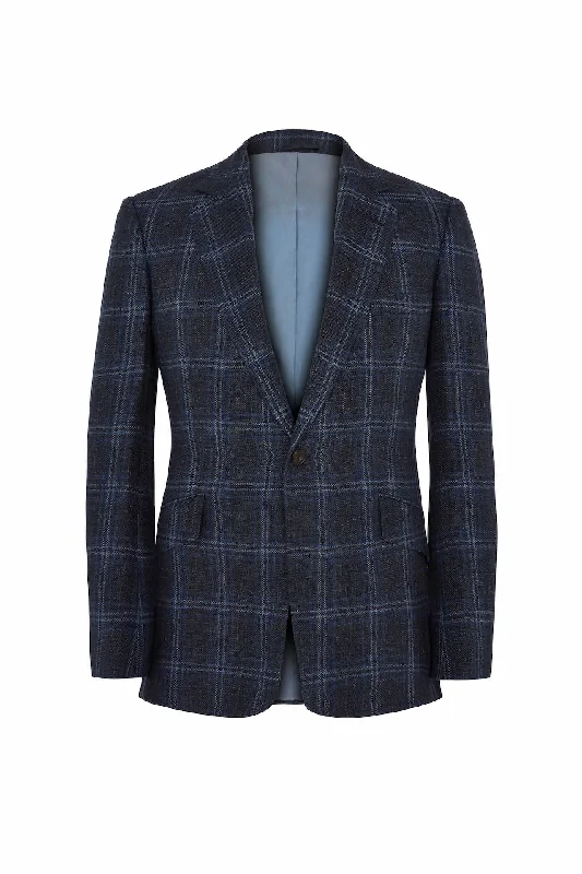 Exclusive discounts on men's fashion – shop today!  Navy Hopsack Wool Silk and Linen Sport Jacket