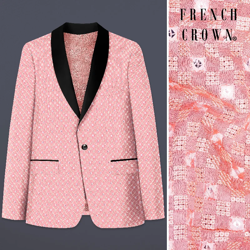 Massive discounts on all clothing items – Shop now for the best prices.  Turkish Pink Embroidered Tuxedo Blazer