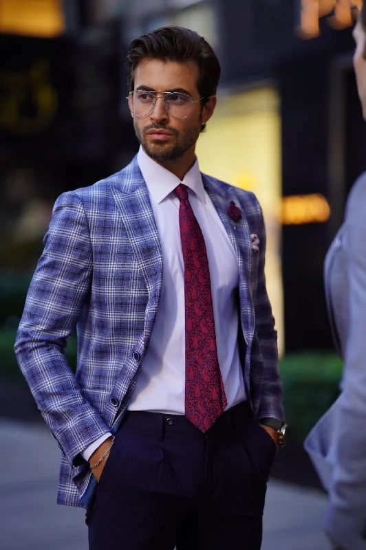 Exclusive discounts on all types of clothing – Shop now!  Vespo Plaid Blue Wool Blazer