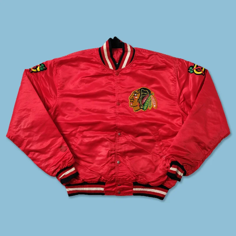 End-of-season sale – men’s clothing essentials up to 60% off!  Vintage Starter Chicago Blackhawks Satin Bomber Jacket XLarge