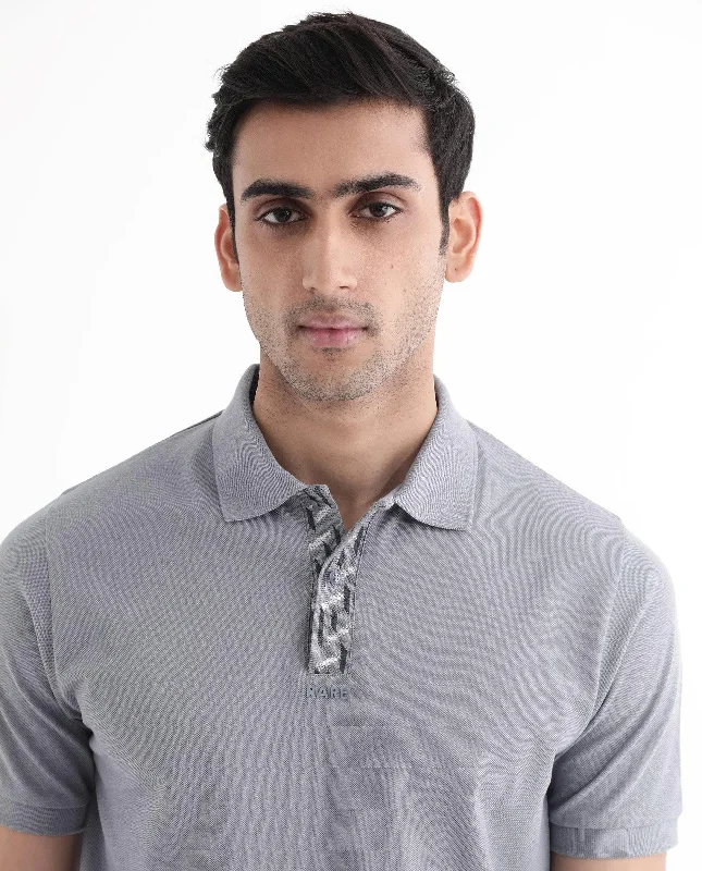 Exclusive clothing deals for customers – Shop today! Rare Rabbit Men's Ark Grey Cotton Fabric Short Sleeve Button Closure Regular Fit Plain Polo T-Shirt Exclusive clothing deals for customers – Shop today! Rare Rabbit Men's Ark Grey Cotton Fabric Short Sleeve Button Closure Regular Fit Plain Polo T-Shirt