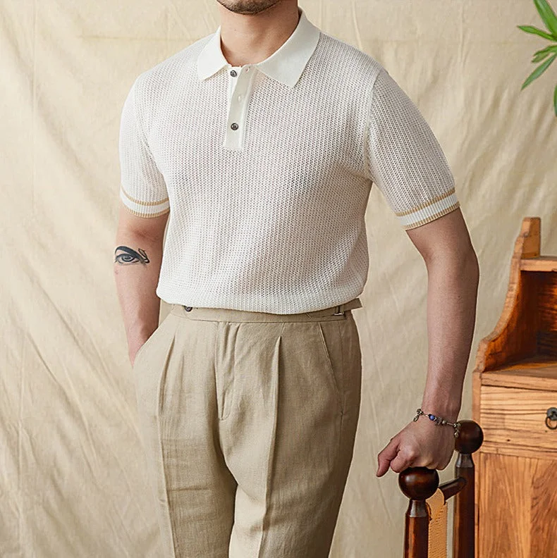 Flash deals on men’s clothing – Grab yours today! Dolce Contrast Crochet Knit Short Sleeve Polo Shirt Flash deals on men’s clothing – Grab yours today! Dolce Contrast Crochet Knit Short Sleeve Polo Shirt