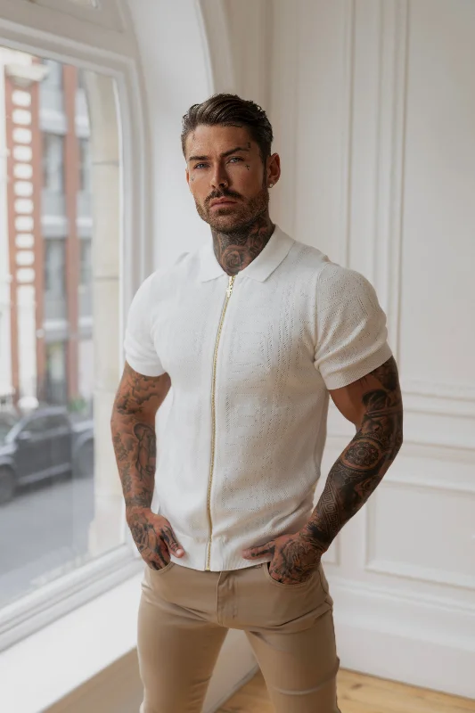 Exclusive discounts on men's fashion – shop today! Father Sons Classic Knitted Geo Design With Full Length Zip Off White Short Sleeve - FSN148 Exclusive discounts on men's fashion – shop today! Father Sons Classic Knitted Geo Design With Full Length Zip Off White Short Sleeve - FSN148