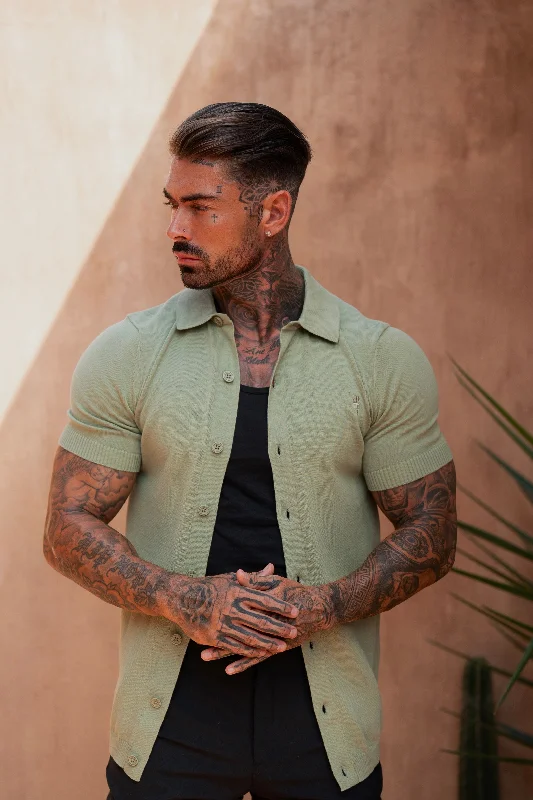Don’t miss out on men’s fashion sales – shop today and save big!  Father Sons Classic Plain Olive Knitted Button Through Polo Short Sleeve - FSN162