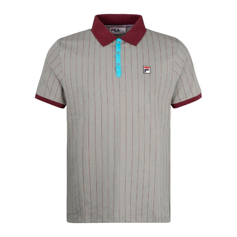 Refresh your wardrobe with the best deals on men's fashion.  Fila Vintage BB1 Striped Polo Shirt Grey
