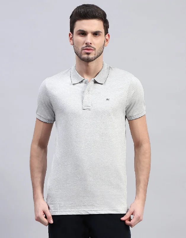 Unbeatable discounts on top-selling apparel – Only available online.  Men Grey Solid Polo Collar Half Sleeve T-Shirt