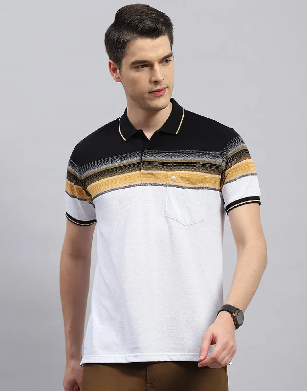 Shop the essentials – men’s wardrobe must-haves on sale.  Men Multi Color Stripe Polo Collar Half Sleeve T-Shirt
