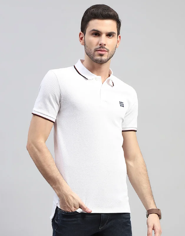 Shop stylish and affordable clothes – Men White Solid Polo Collar Half Sleeve T-Shirt Shop stylish and affordable clothes – Men White Solid Polo Collar Half Sleeve T-Shirt