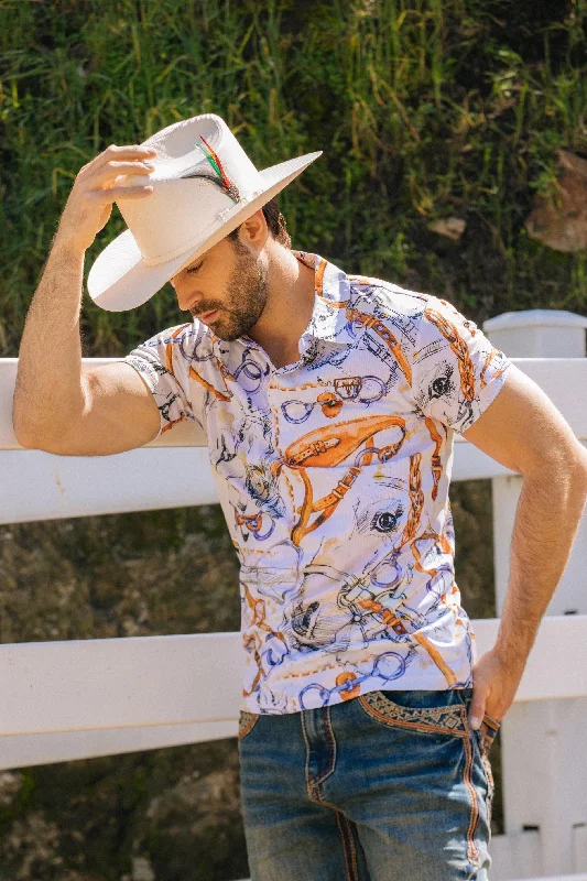 Save on stylish, high-quality clothing for every occasion – Mens Performance Fabric Modern Fit Stretch Rodeo Print Polos Save on stylish, high-quality clothing for every occasion – Mens Performance Fabric Modern Fit Stretch Rodeo Print Polos