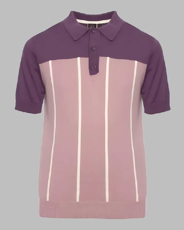 Big discounts on men’s wear – Shop now and save!  Merc London MARBLE Two-Tone Polo Knit Plum