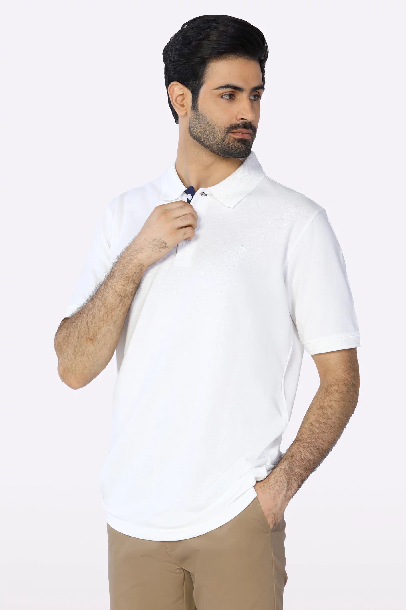 Limited-time promo – up to 70% off on men's essentials.  Jacquard Collar Polo