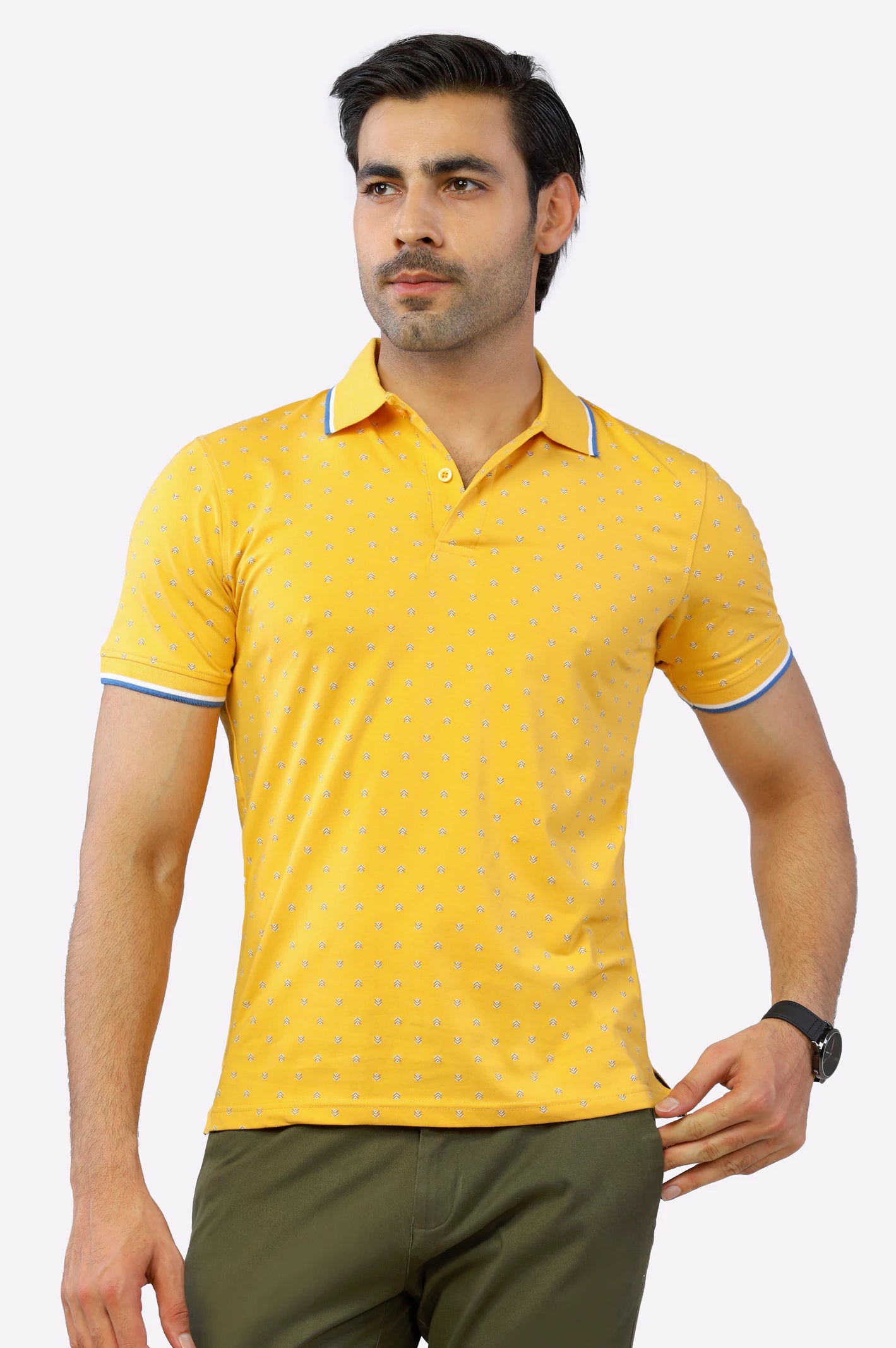 Shop our exclusive men’s fashion deals – limited time only!  Yellow Printed Polo