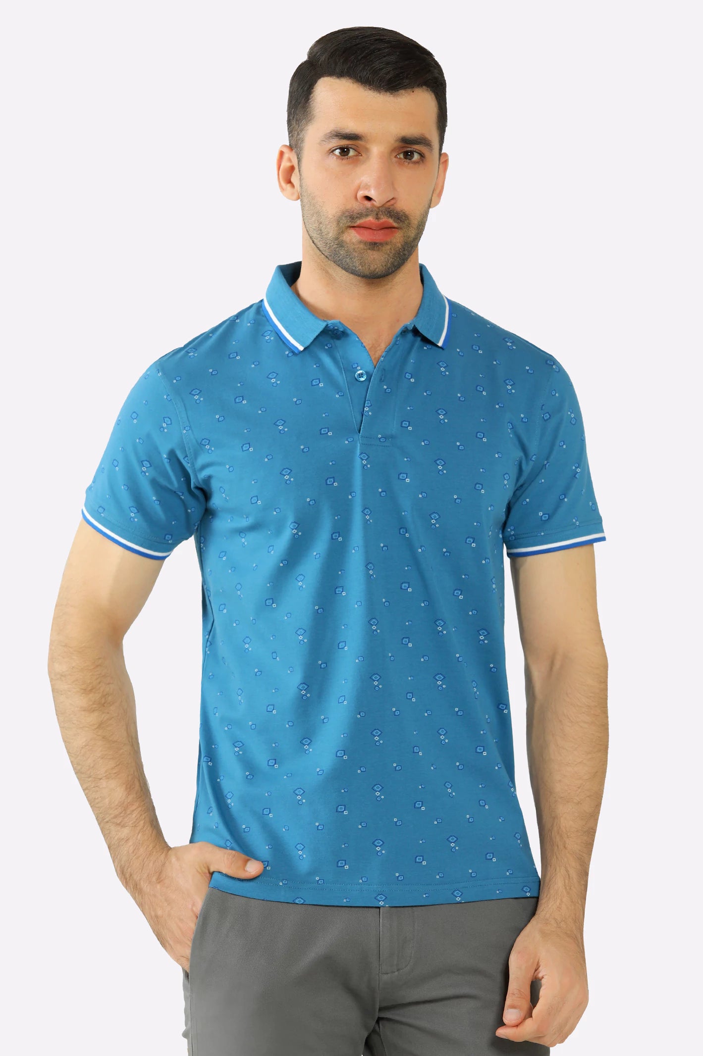 Seasonal fashion sale – Save on all your wardrobe essentials today!  Blue All Over Printed Polo