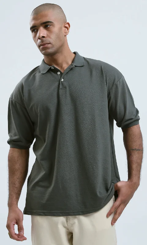 End-of-season sale – men’s clothing essentials up to 60% off!  O179235 Cotton Polo Shirt With Elbow-Sleeves - Dark Olive