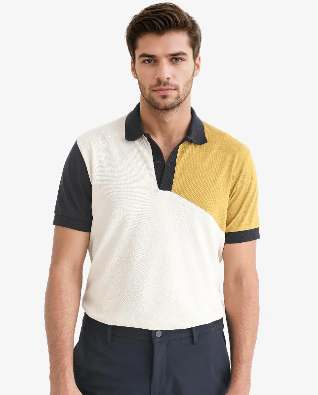 Shop affordable clothing for men – Up to 60% off! Rare Rabbit Men's Tachou Off White Cotton Fabric Collared Neck Half Sleeves Dual Tone Polo T-Shirt Shop affordable clothing for men – Up to 60% off! Rare Rabbit Men's Tachou Off White Cotton Fabric Collared Neck Half Sleeves Dual Tone Polo T-Shirt