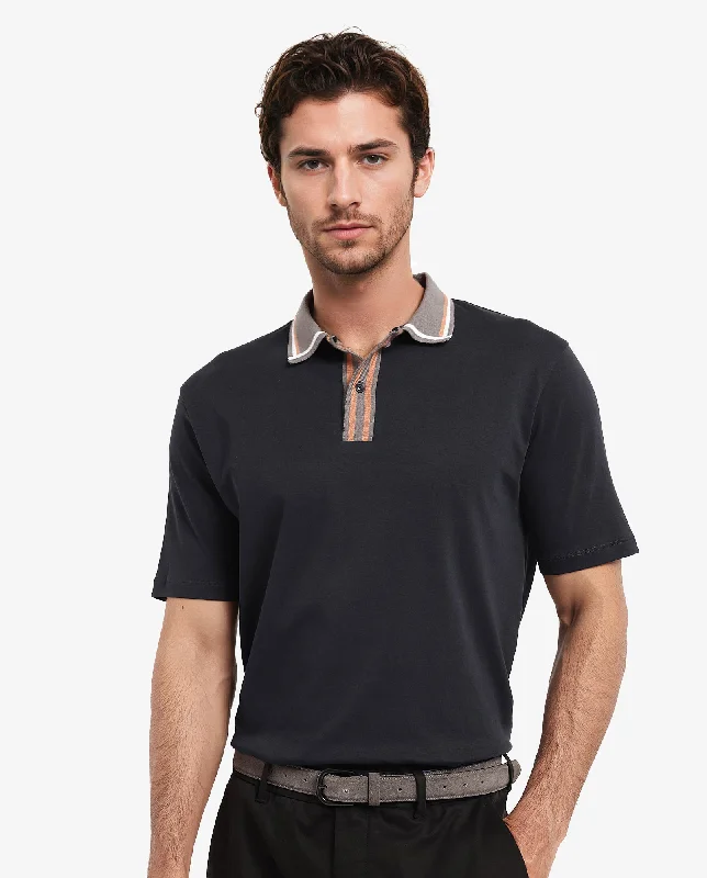 Exclusive discounts on all types of clothing – Shop now!  Rare Rabbit Men's Territ Dark Navy Short Sleeve Collared Neck Regular Fit Plain Polo T-Shirt