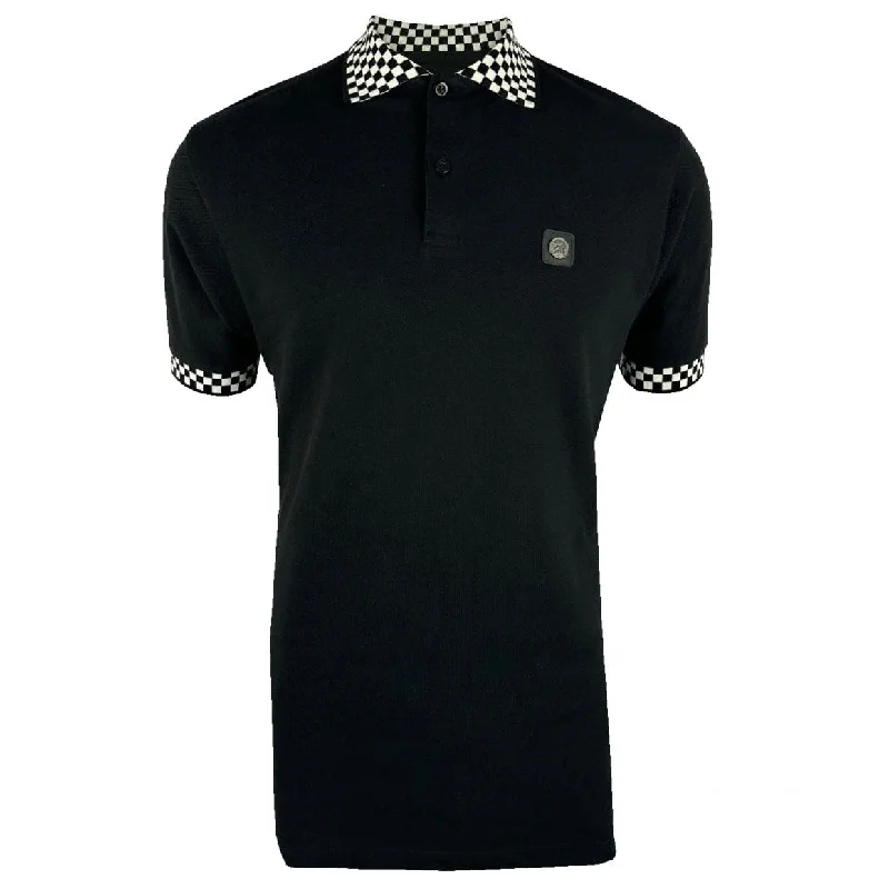 Last chance! Men’s clothing at unbeatable prices.  Trojan Chequered Trim Polo Shirt Black/White