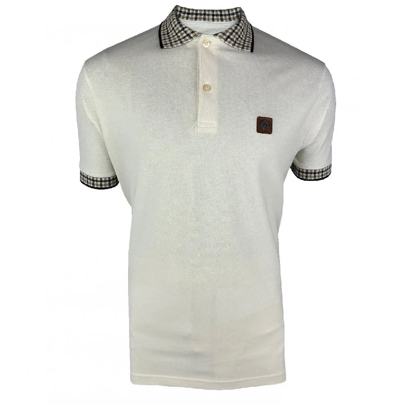 Look sharp without breaking the bank – men’s clothing sale now!  Trojan Gingham Trim Polo Shirt Ecru